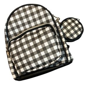 🍂 Black & White Gingham Mini Backpack w/ Matching Coin Purse